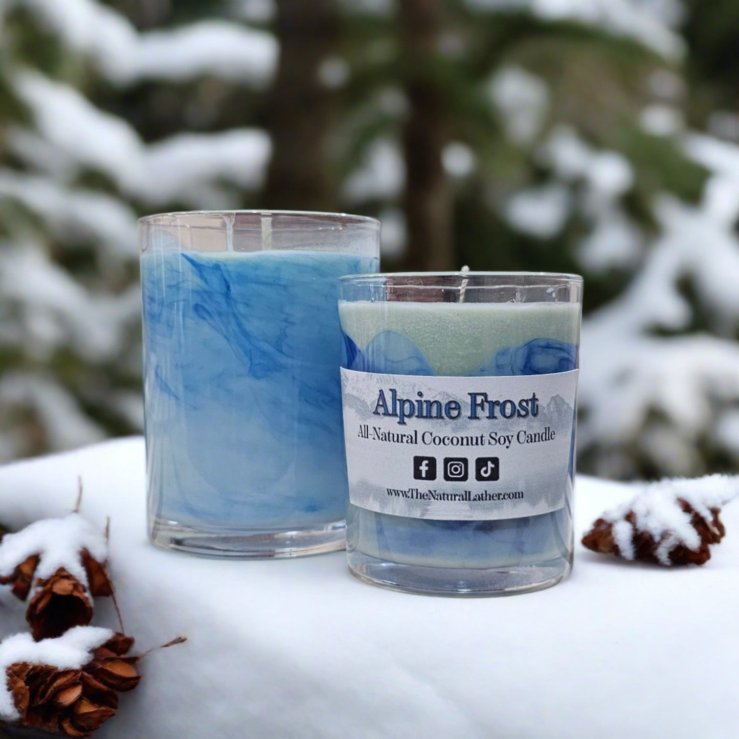 Alpine Frost Scented Coco-soy wax candle by The Natural Lather