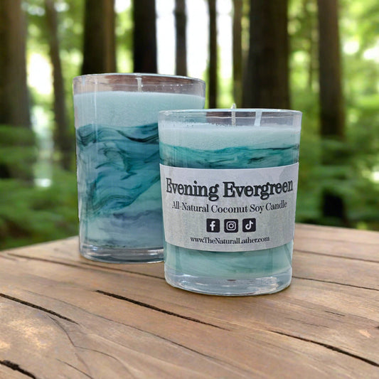 An Evening Evergreen scented Coco-Soy Candle