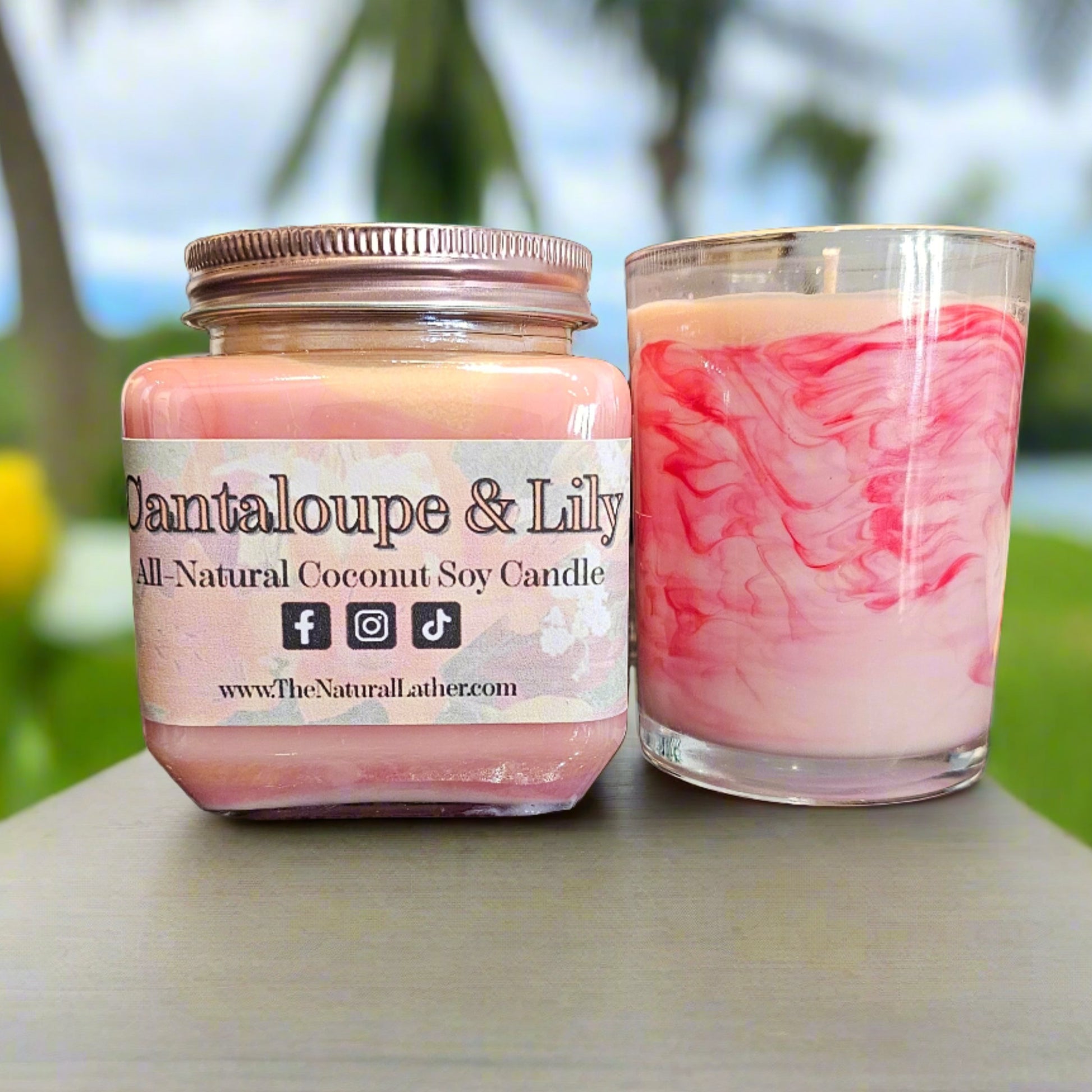 Cantaloupe and Lily scented coco-soy candle by The Natural Lather